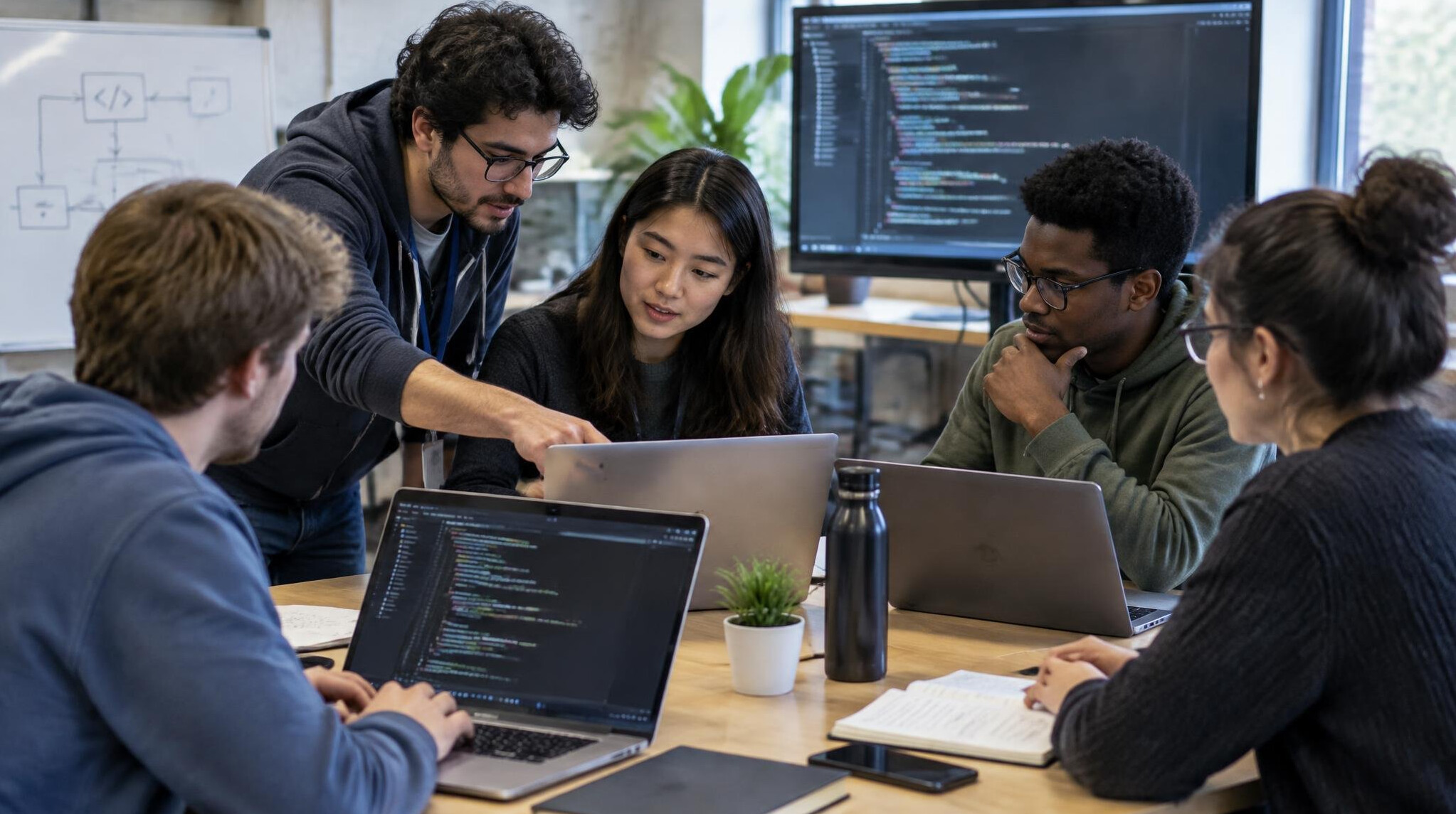 group of programmers in workshop