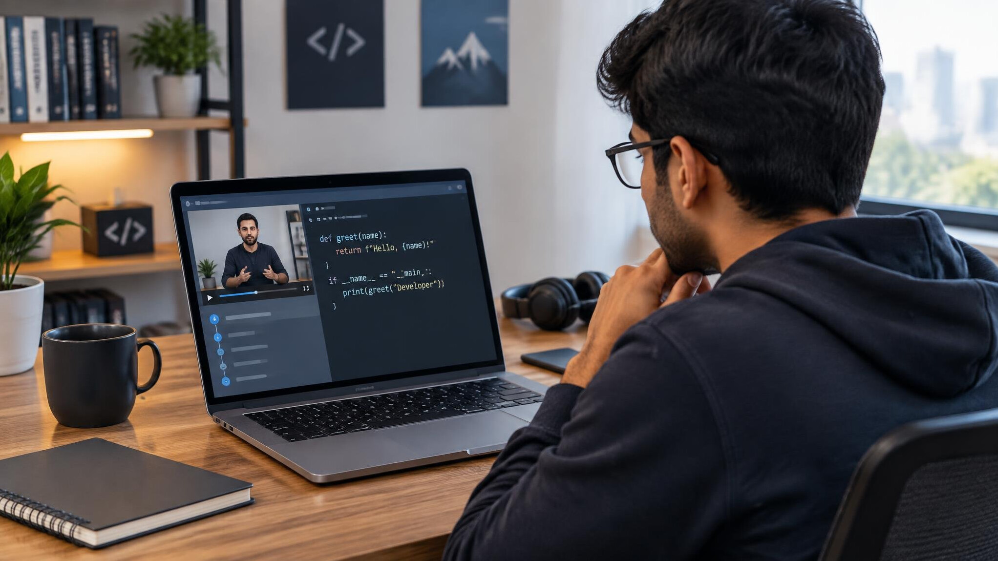 developer attending online course